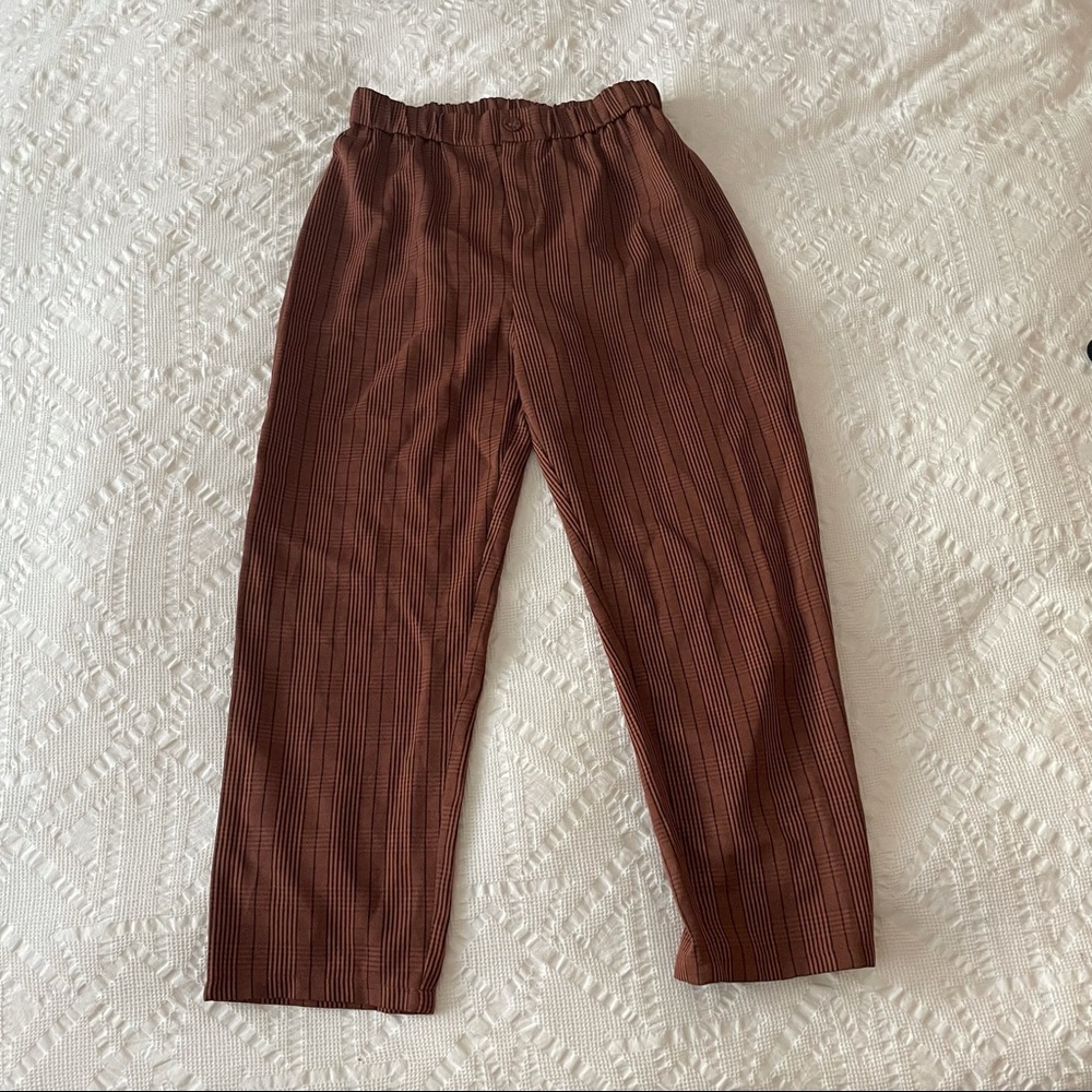 Plaid crop high waisted trousers